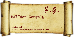 Héder Gergely névjegykártya